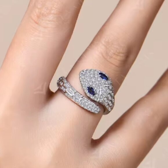 Snake Moissanite Diamond Ring, Unisex Ring, Luxury Ring, White Gold Ring, Snake - Picture 2 of 2